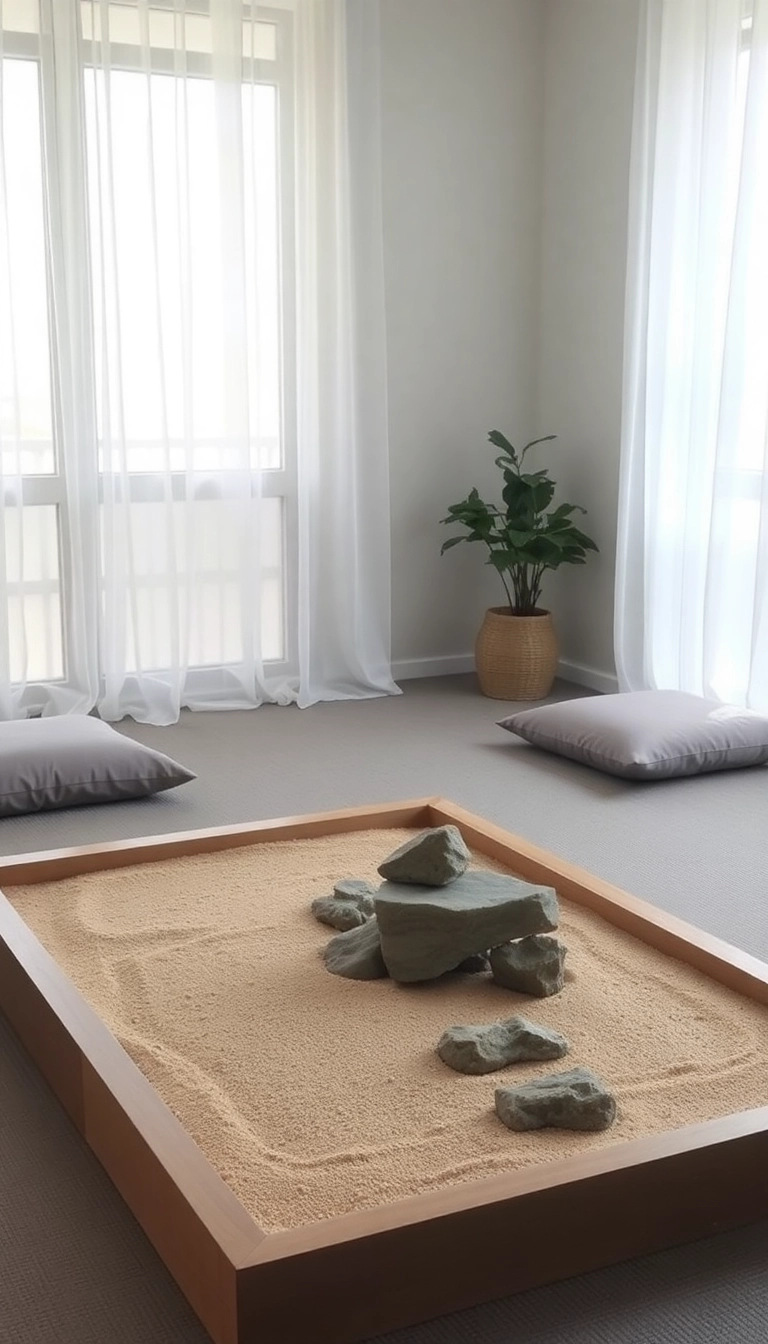 19 Tranquil Meditation Room Designs to Create Your Personal Sanctuary (You'll Love #7!) - 8. Indoor Zen Garden