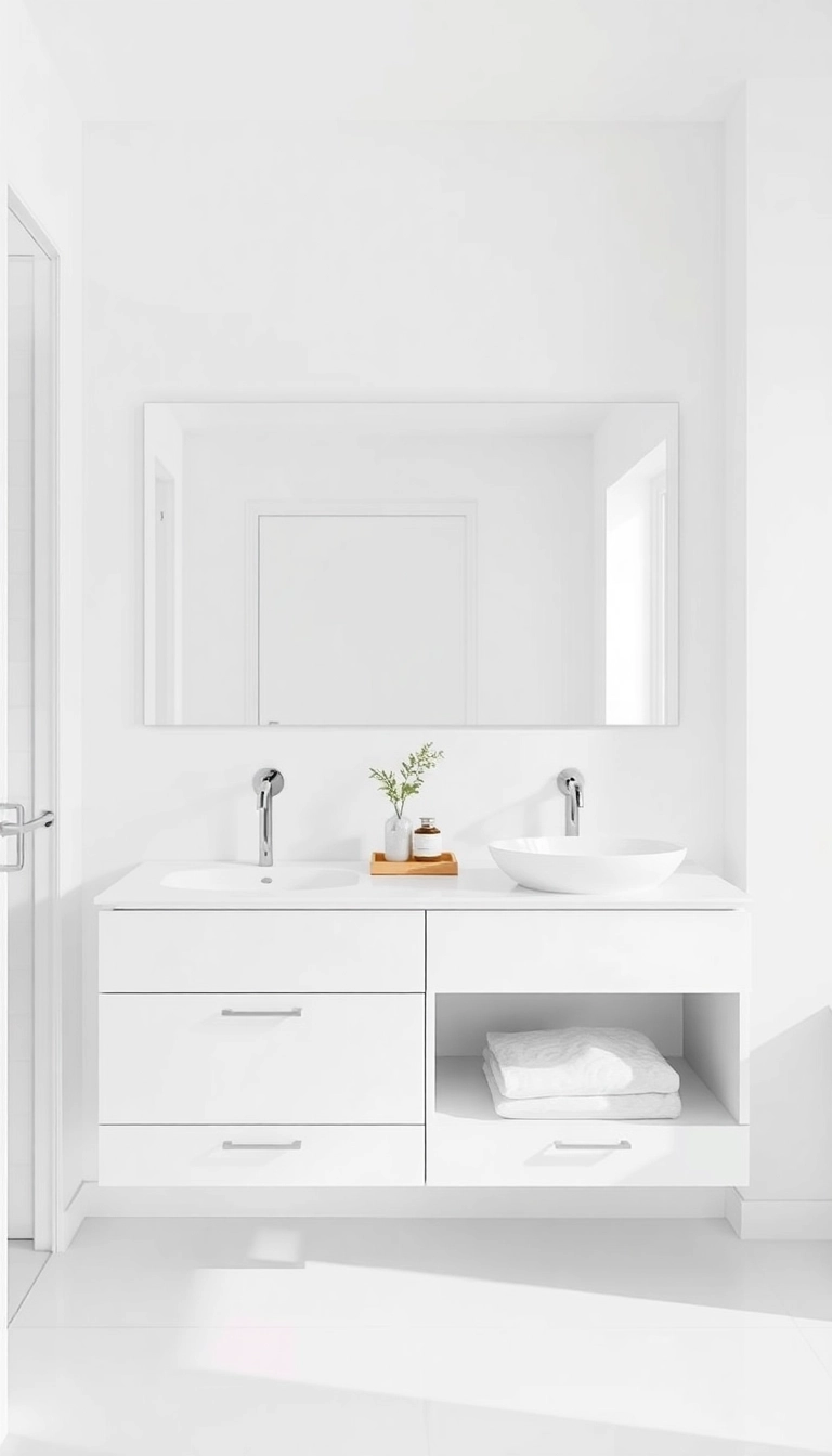 20 Stunning White Bathroom Ideas That'll Make You Feel Like You're in a Spa! - 16. Floating Vanities