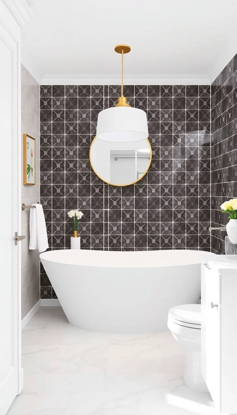 20 Stunning White Bathroom Ideas That'll Make You Feel Like You're in a Spa! - 18. Geometric Patterns