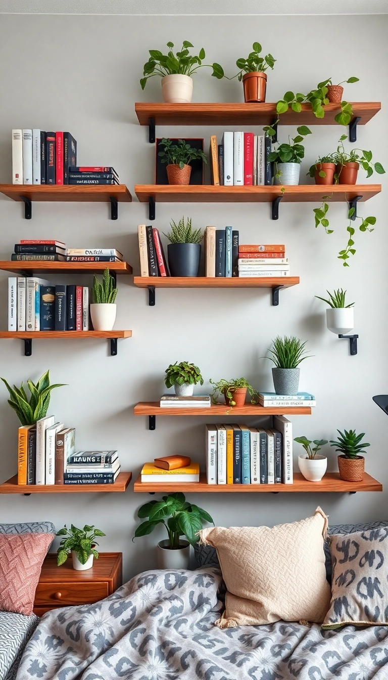 20 Dorm Room Ideas That Will Transform Your Space Without Breaking the Bank! - 12. Floating Shelves for Display