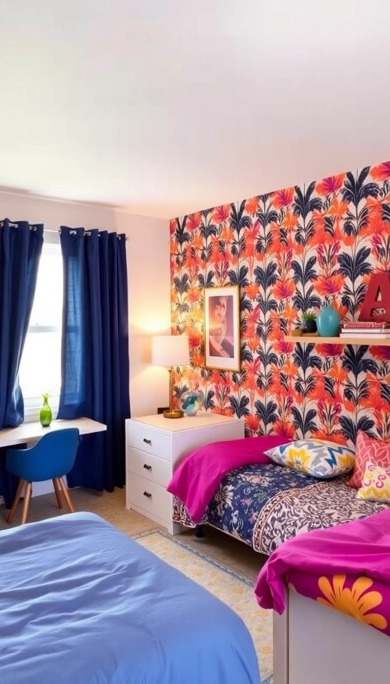 20 Dorm Room Ideas That Will Transform Your Space Without Breaking the Bank! - 18. Temporary Wallpaper or Decals