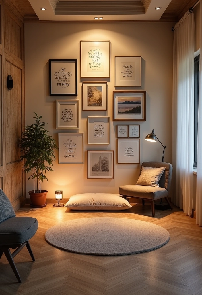 21 Meditation Room Ideas That Will Transform Your Space into a Zen Oasis! - 13. Inspirational Wall Art