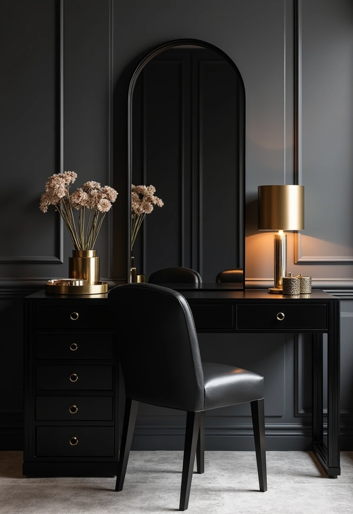21 Vanity Room Ideas That Will Elevate Your Beauty Space to a Whole New Level! - 6. Elegant Monochrome