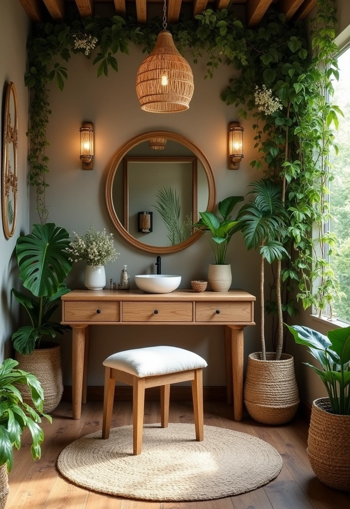 21 Vanity Room Ideas That Will Elevate Your Beauty Space to a Whole New Level! - 14. Nature-Inspired Retreat