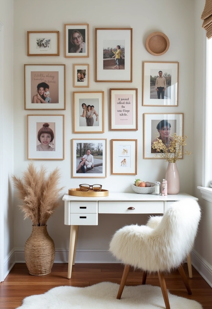 21 Vanity Room Ideas That Will Elevate Your Beauty Space to a Whole New Level! - 13. Artistic Gallery Wall